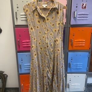 Dennise Sunflower Print Sleeveless Dress, XL
